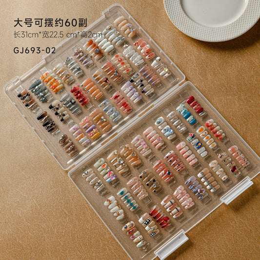 Large capacity storage box dust proof transparent color for press-on nail