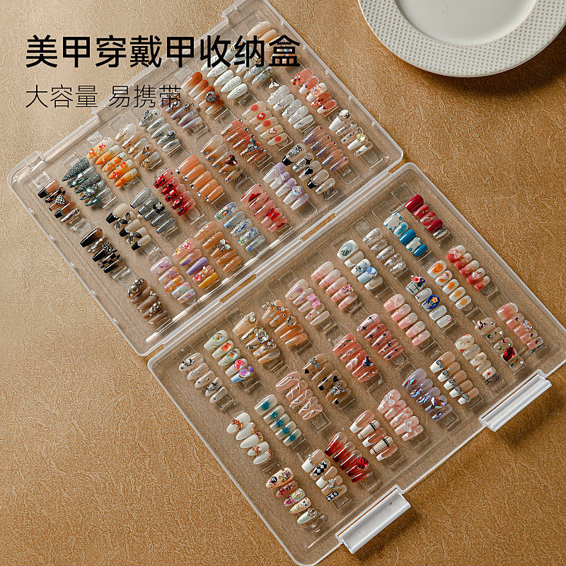 Large capacity storage box dust proof transparent color for press-on nail