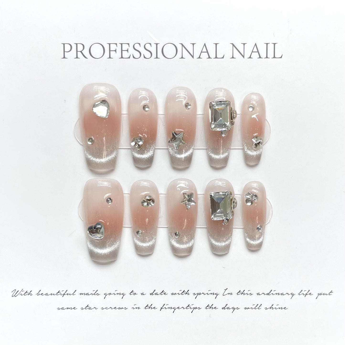 Shimmer cat's eye pure handmade press-on nails