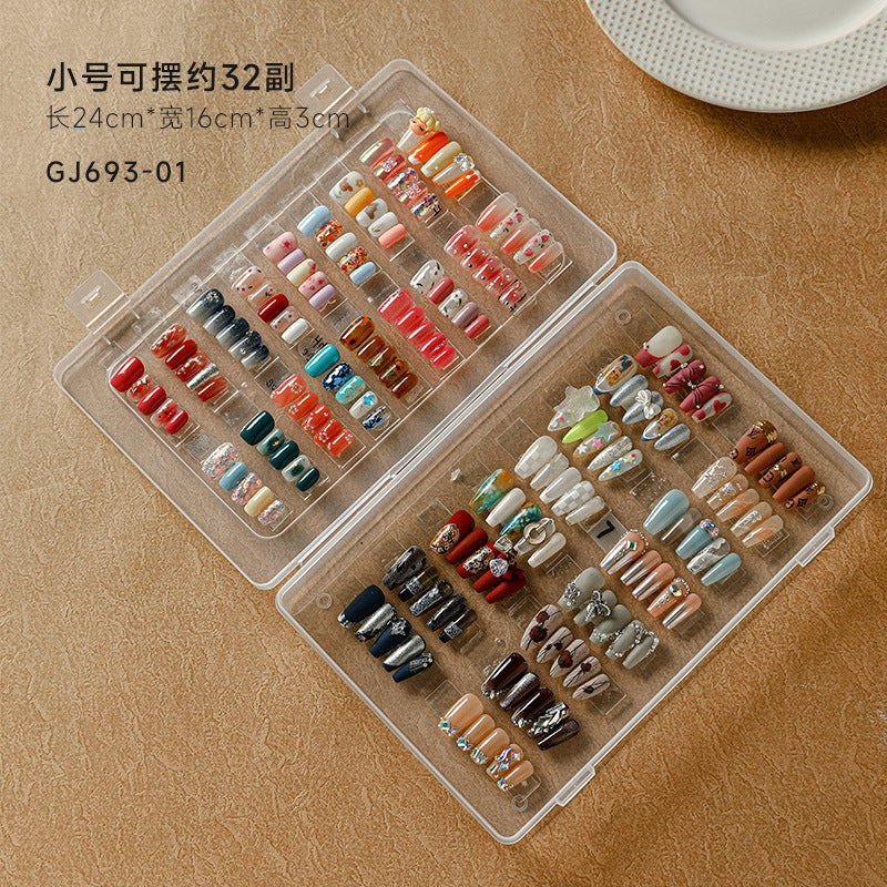 Large capacity storage box dust proof transparent color for press-on nail