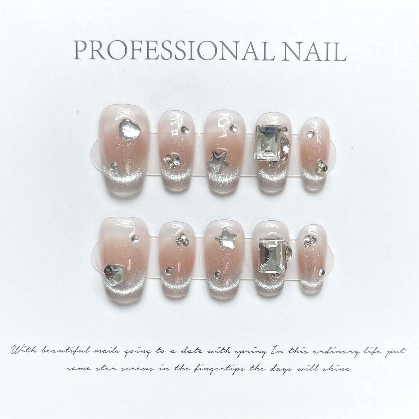 Shimmer cat's eye pure handmade press-on nails