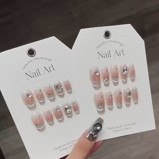 Shimmer cat's eye pure handmade press-on nails